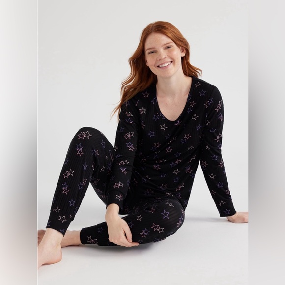 Joyspun Women’s Ribbed Top and Pants Pajama Set - Picture 3 of 4